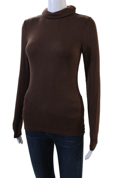 Sanctuary Women Basic Brown Mock Neck Long Sleeve Top Size XS