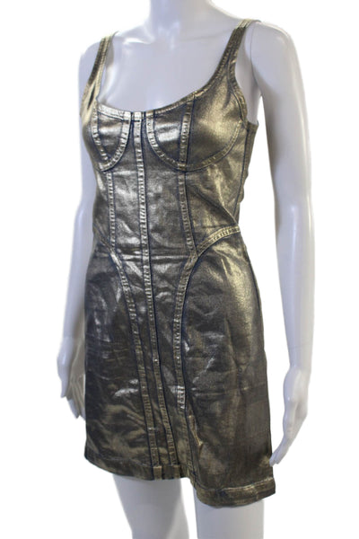 Noam Hanoch Womens Bodycon Mini Dress Dark Blue Sleeveless Size S