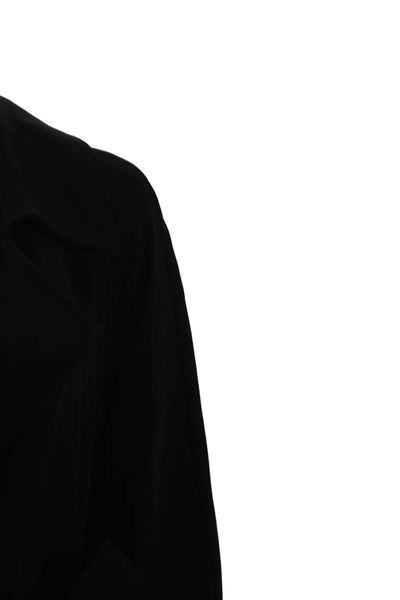 Zara Basic Women Trench Coat Black Collared Tie Polyester Blend Size S