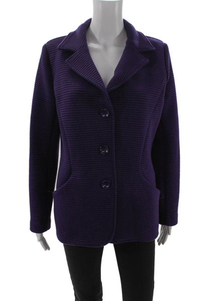 Elliott Lauren Women Purple Collared Button Blazer Long Sleeve Classic Size 10