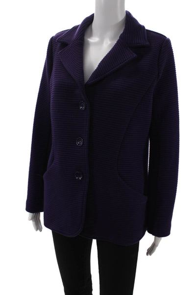 Elliott Lauren Women Purple Collared Button Blazer Long Sleeve Classic Size 10