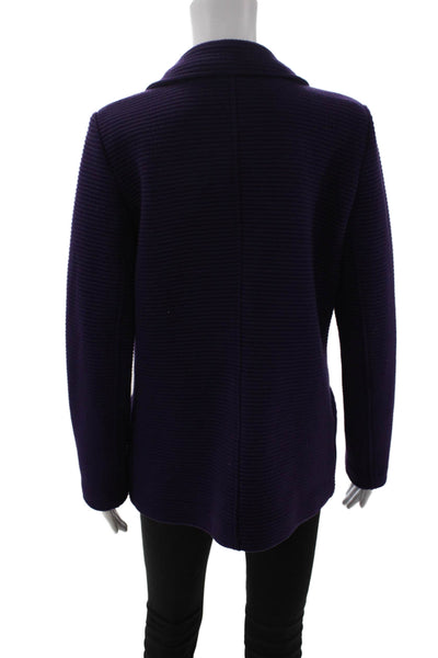 Elliott Lauren Women Purple Collared Button Blazer Long Sleeve Classic Size 10