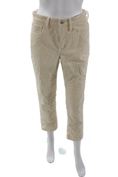 J Crew Women Cropped Ankle Pants Beige Button Cotton Petites Size 27