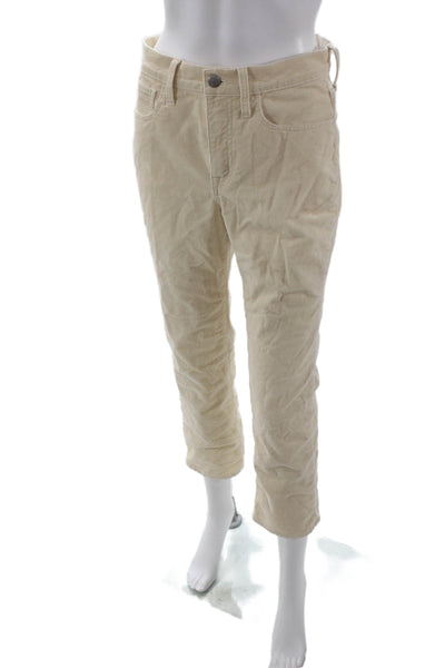 J Crew Women Cropped Ankle Pants Beige Button Cotton Petites Size 27
