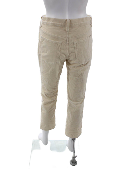 J Crew Women Cropped Ankle Pants Beige Button Cotton Petites Size 27