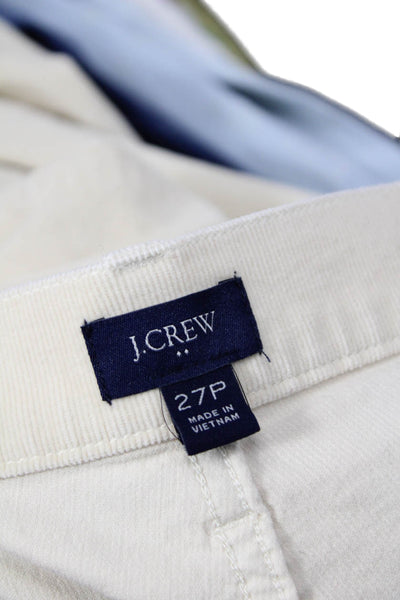 J Crew Women Cropped Ankle Pants Beige Button Cotton Petites Size 27
