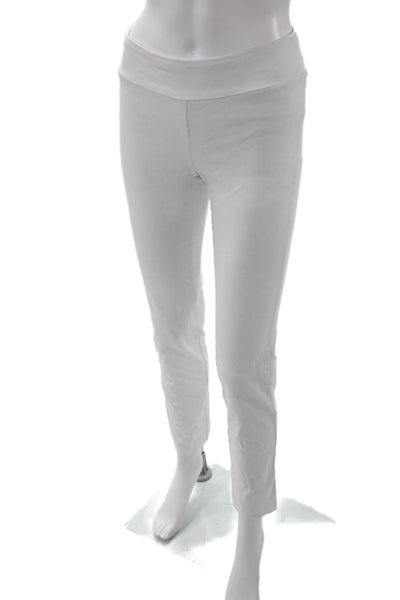 J. Mclaughlin Womens Cropped Ankle Pants White Cotton Stretch Size 0
