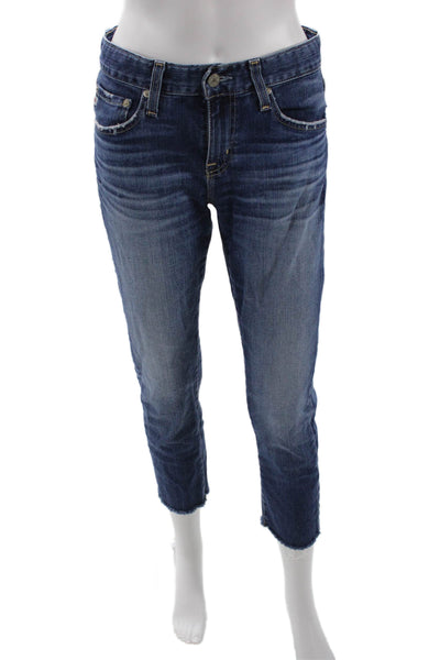 AG Adriano Goldschmied Womens Ankle Cropped Dark Blue Jeans Petite Size 25