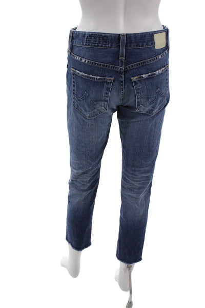 AG Adriano Goldschmied Womens Ankle Cropped Dark Blue Jeans Petite Size 25