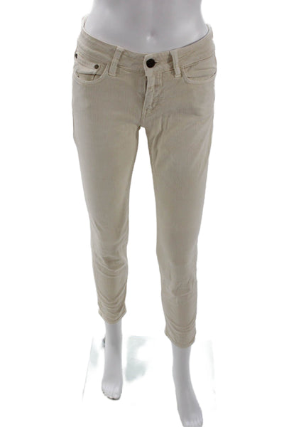 Closed Womens Cropped Ankle Beige Mid Rise Button Pants Size 26