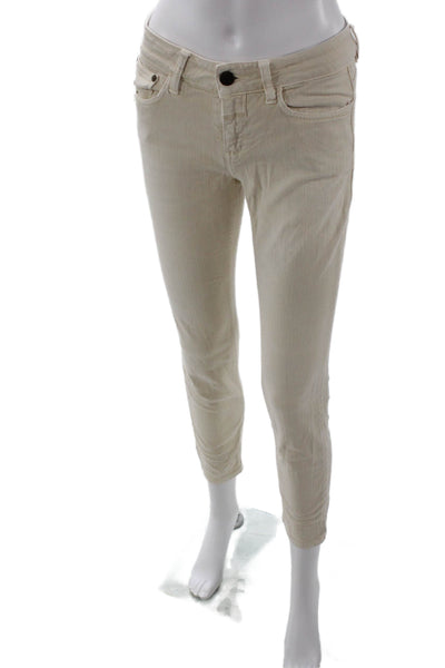 Closed Womens Cropped Ankle Beige Mid Rise Button Pants Size 26