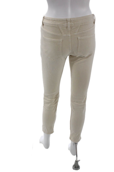 Closed Womens Cropped Ankle Beige Mid Rise Button Pants Size 26