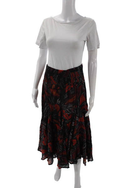 Philosophy By Republic Women Peasant Long Floral Cotton Skirt Black Size M