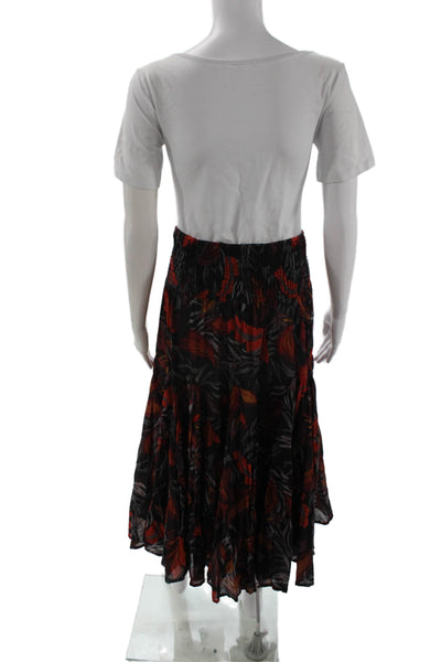 Philosophy By Republic Women Peasant Long Floral Cotton Skirt Black Size M