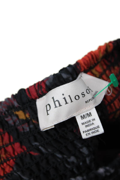 Philosophy By Republic Women Peasant Long Floral Cotton Skirt Black Size M