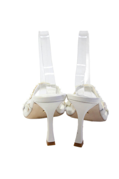 Raye Womens Leather Slide On Sandals White Size 8.5