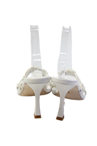 Raye Womens Leather Slide On Sandals White Size 8.5