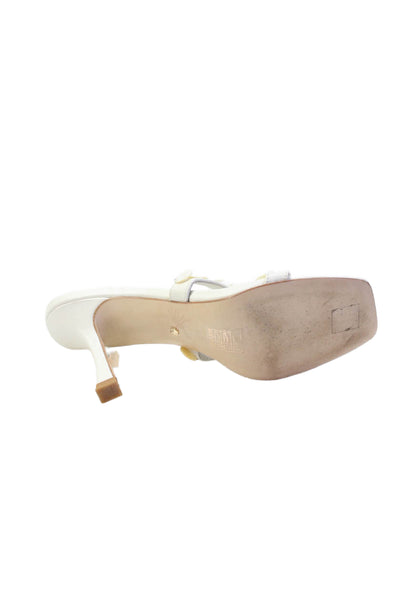 Raye Womens Leather Slide On Sandals White Size 8.5