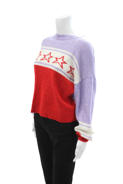 Sundry Unisex Purple 80s Graphic Pullover Sweater Crew Neck Long Sleeve Size M