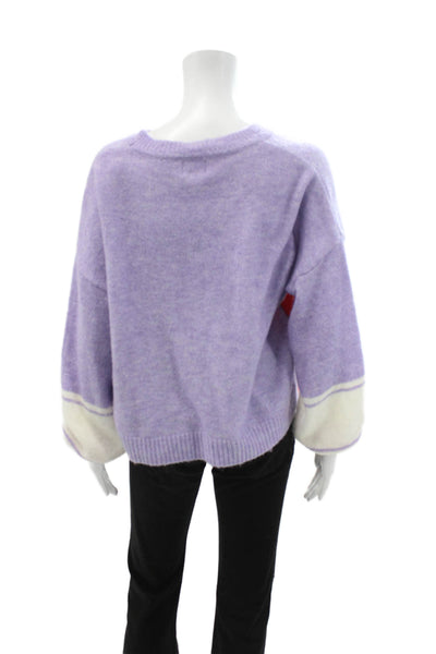 Sundry Unisex Purple 80s Graphic Pullover Sweater Crew Neck Long Sleeve Size M