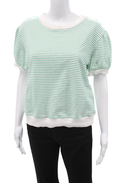 English Factory Women Ringer Striped T-Shirt Green Short Sleeve Size M