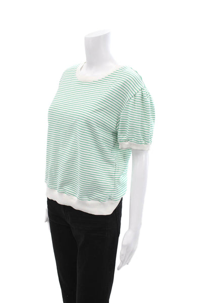 English Factory Women Ringer Striped T-Shirt Green Short Sleeve Size M