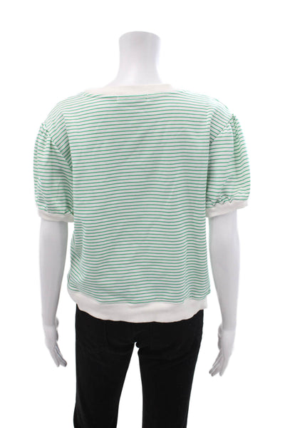 English Factory Women Ringer Striped T-Shirt Green Short Sleeve Size M