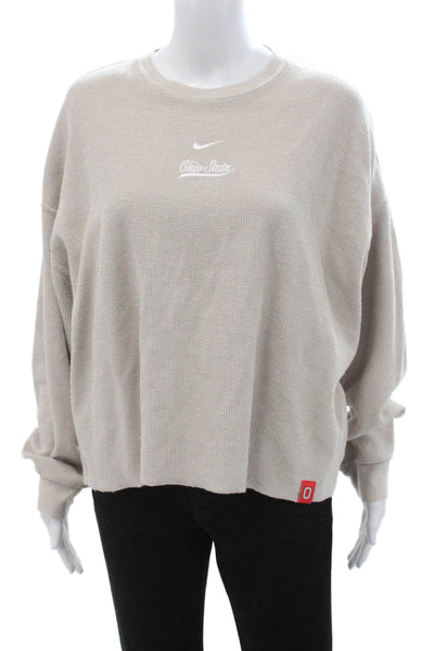Nike Womens Pullover Sweatshirt Beige Crewneck College Size L