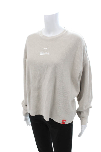 Nike Womens Pullover Sweatshirt Beige Crewneck College Size L