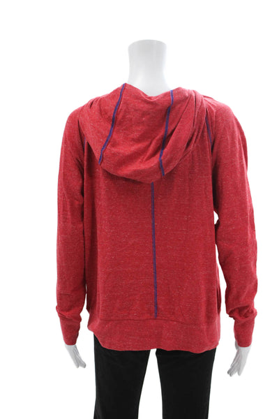 Nike Women Full Zip Hoodie Red 100% Cotton Drawstring Long Sleeve Size L