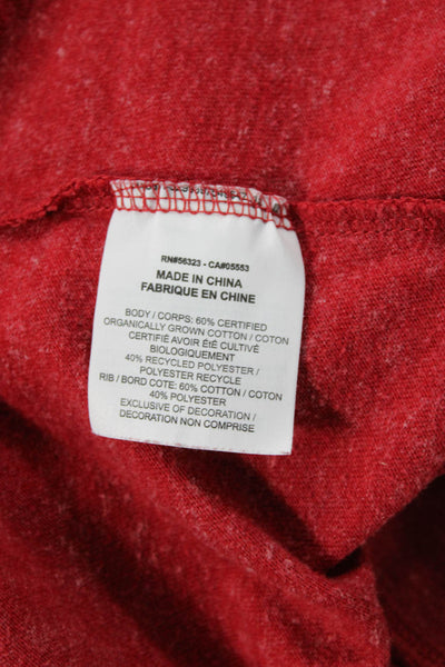 Nike Women Full Zip Hoodie Red 100% Cotton Drawstring Long Sleeve Size L