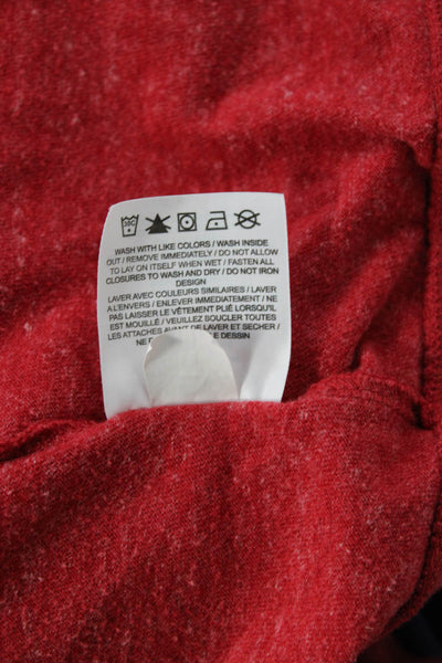Nike Women Full Zip Hoodie Red 100% Cotton Drawstring Long Sleeve Size L