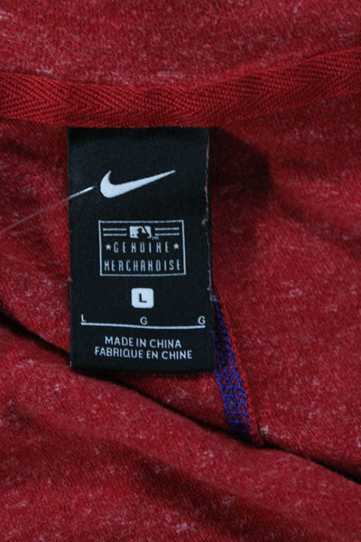 Nike Women Full Zip Hoodie Red 100% Cotton Drawstring Long Sleeve Size L