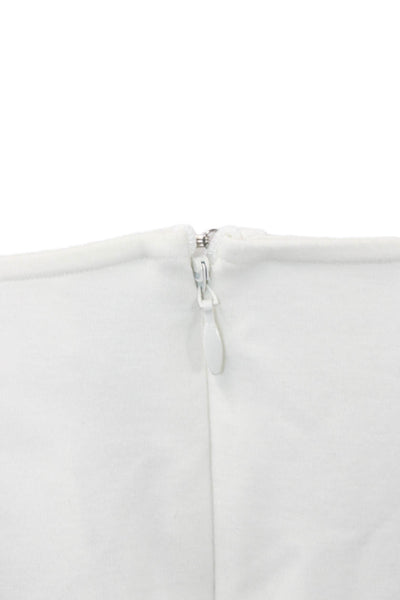 LPA Womens Square Neck Short Sleeve White Butterfly Blouse Zip Size L