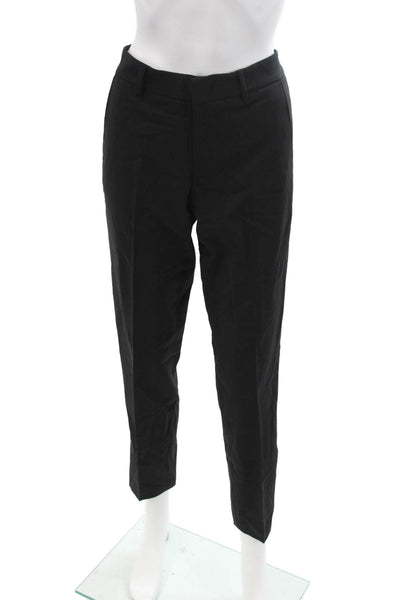 Vince Unisex Ankle Dress Pants Black Wool Blend Button Size 6