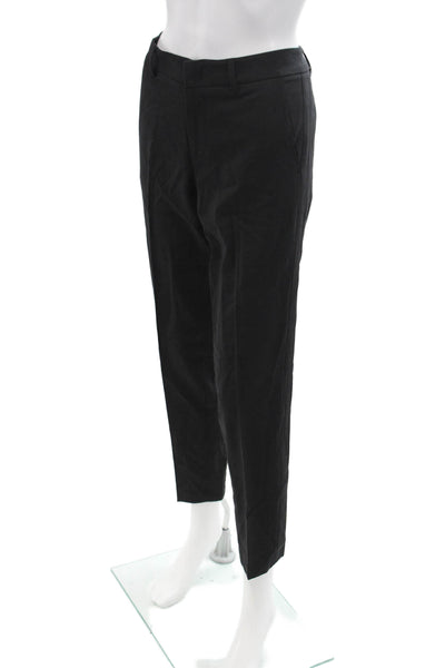 Vince Unisex Ankle Dress Pants Black Wool Blend Button Size 6