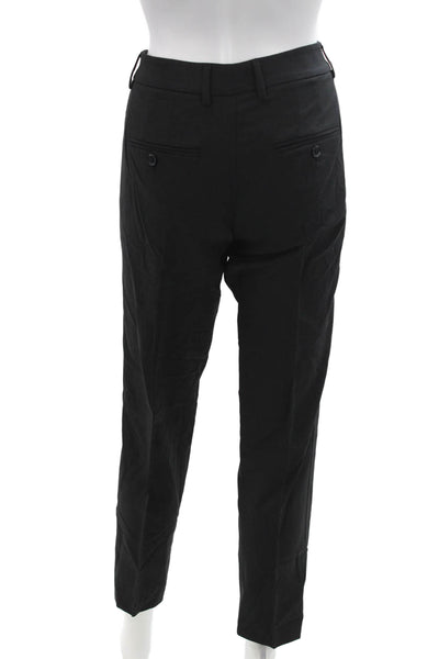 Vince Unisex Ankle Dress Pants Black Wool Blend Button Size 6