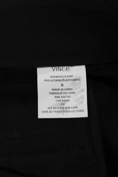Vince Unisex Ankle Dress Pants Black Wool Blend Button Size 6