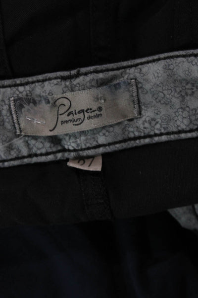 Paige Womens Cropped Cargo Pants Black Button 28 Inseam Size 27