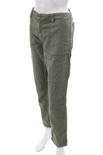 Joie Unisex Carpenter Cropped Pants Green Cotton Linen Hook & Eye Size 29
