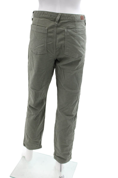 Joie Unisex Carpenter Cropped Pants Green Cotton Linen Hook & Eye Size 29