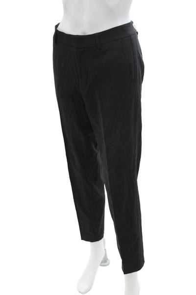 Vince Unisex Ankle Cropped Dress Pants Black Wool Button Size 6