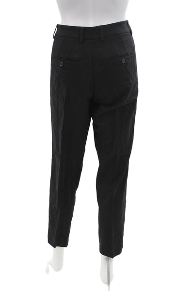 Vince Unisex Ankle Cropped Dress Pants Black Wool Button Size 6