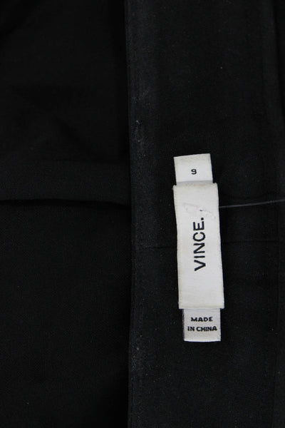 Vince Unisex Ankle Cropped Dress Pants Black Wool Button Size 6