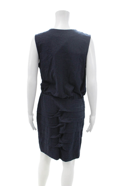 Artelier Nicole Miller Women Wrap Dress Dark Blue Sleeveless V-Neck Size L