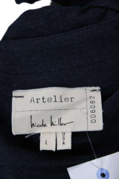 Artelier Nicole Miller Women Wrap Dress Dark Blue Sleeveless V-Neck Size L