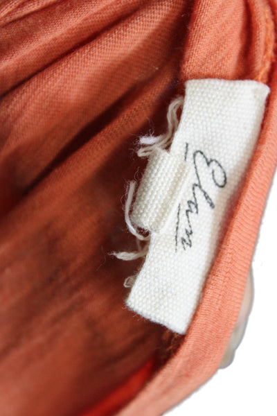 Elan Women Orange V-Neck Long Sleeve Basic Blouse Size S