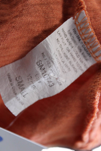 Elan Women Orange V-Neck Long Sleeve Basic Blouse Size S