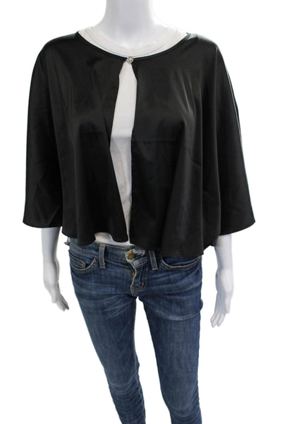Rachel Zoe Womens Black Crew Neck Blouse 3/4 Sleeve Size One Size