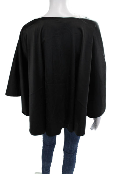 Rachel Zoe Womens Black Crew Neck Blouse 3/4 Sleeve Size One Size